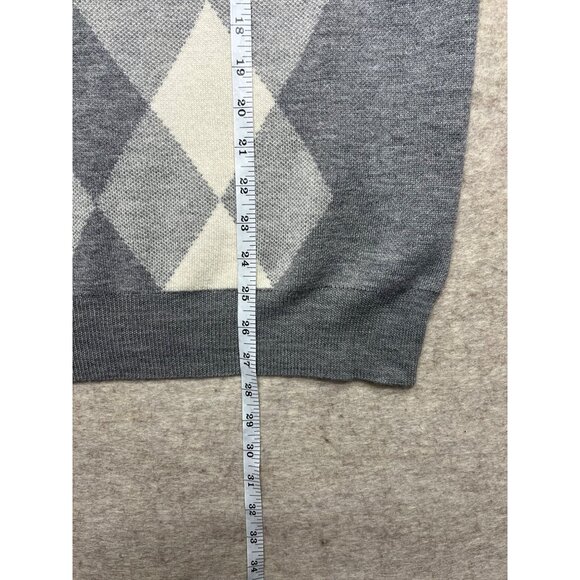 Banana Republic Merino Wool Argyle V-neck Sweater Large Office Preppy Grey - Picture 8 of 9